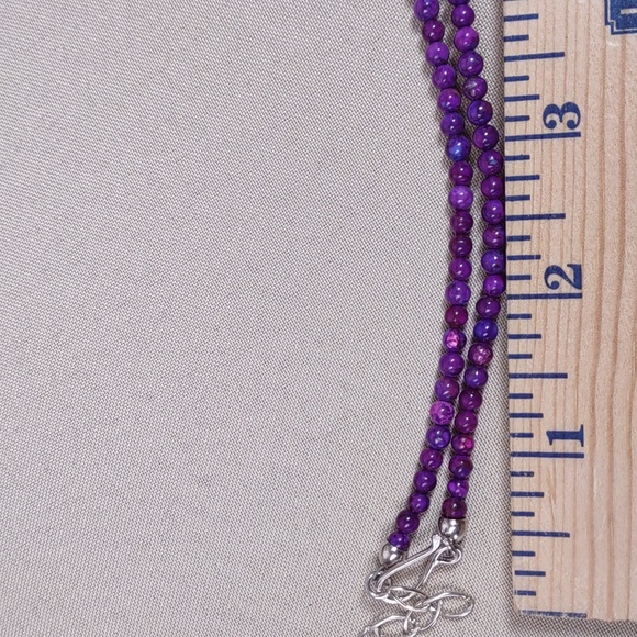 Jay King Purple Turquoise Bead Necklace w/Sterling Silver Wrapped Pendant - Picture 5 of 8